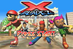 X-Bladez Inline Skater title screen for GameBoy Advance